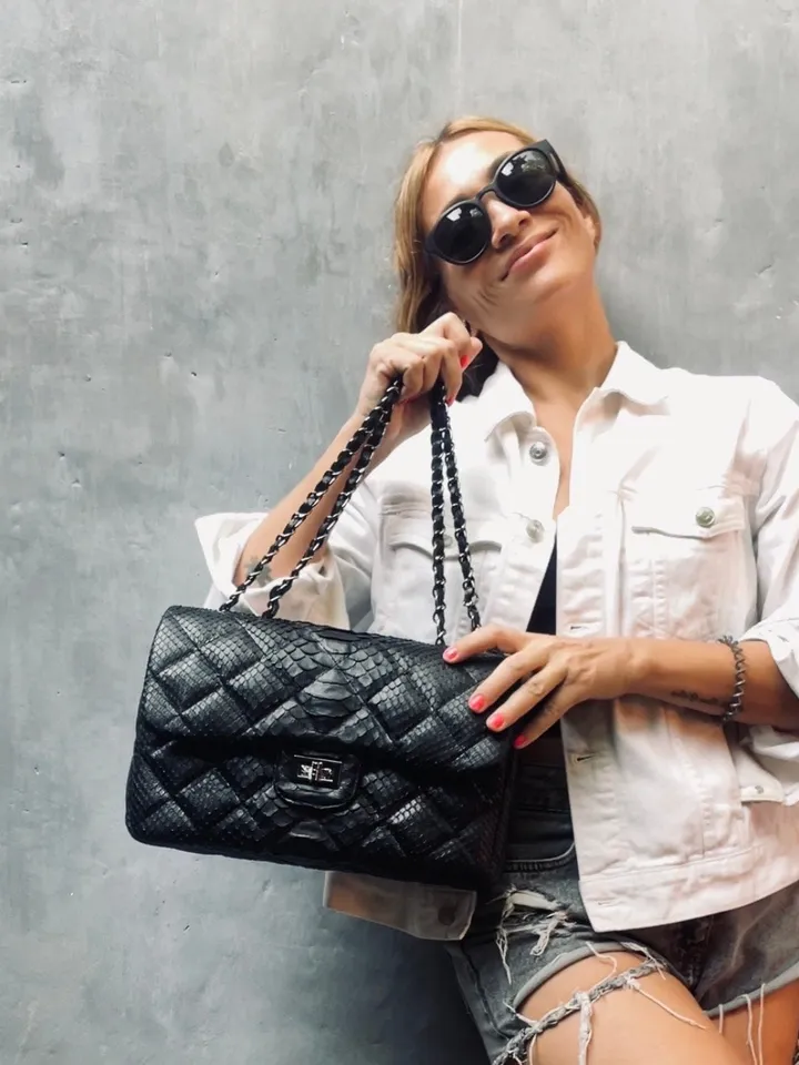Genuine python skin classy stitched big crossbody  | designer women leather handbag | snakeprint bag | crossbody purse |  gift for her