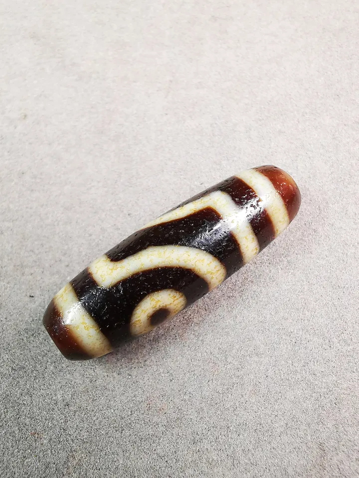 Gandhanra Tibetan 2 Eyed Dzi Bead,Tibetan Chung,Wealth Amulet,Small Size 36*11 mm