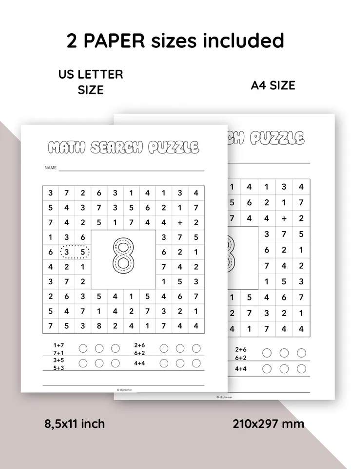 Fun Math Search Puzzle for Kids. Classroom math games. Homeschooling math tools. Math search activity. Number puzzle for kids. Focus and attention game. Printable math games.