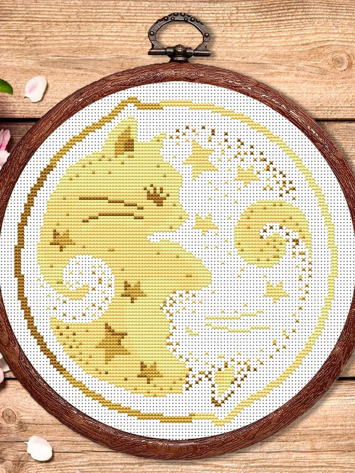 Yin and Yang Sleeping Cats Cross Stitch Pattern, Cat Cross Stitch Pattern, Embroidery Yin and Yang, Animals Cross Stitch Pattern #cat001