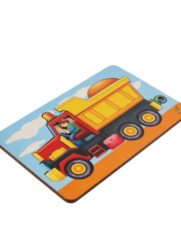 Wooden Puzzle - dump truck, Toddler Toys Age 3 4 5 year, Wood Montessori