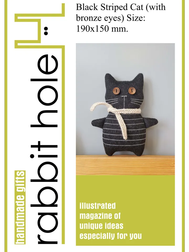 Black cat sewing pattern PDF, Halloween doll diy