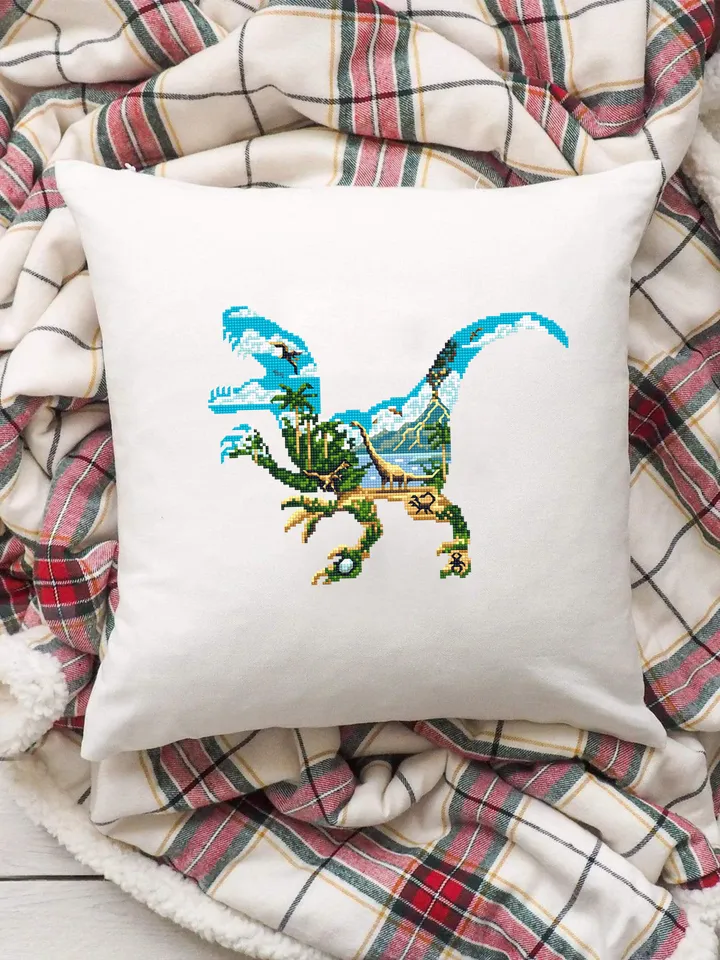 Dinosaur cross stitch pattern download PDF Ancient animal cross stitch chart Dinosaur world cross stitch, Dinosaur silhouette embroidery #D7