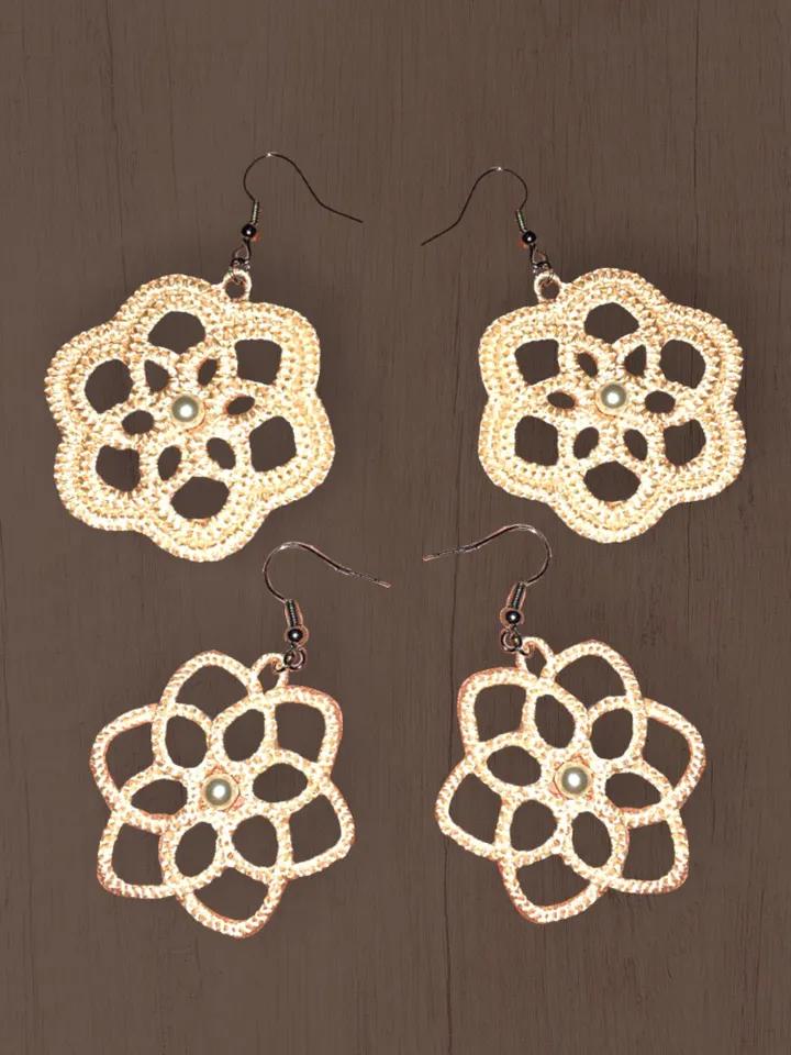 Free Standing Lace  Earrings set Tatting  machine embroidery design FSL pattern digital embroidery design  jewerly embroidery motif