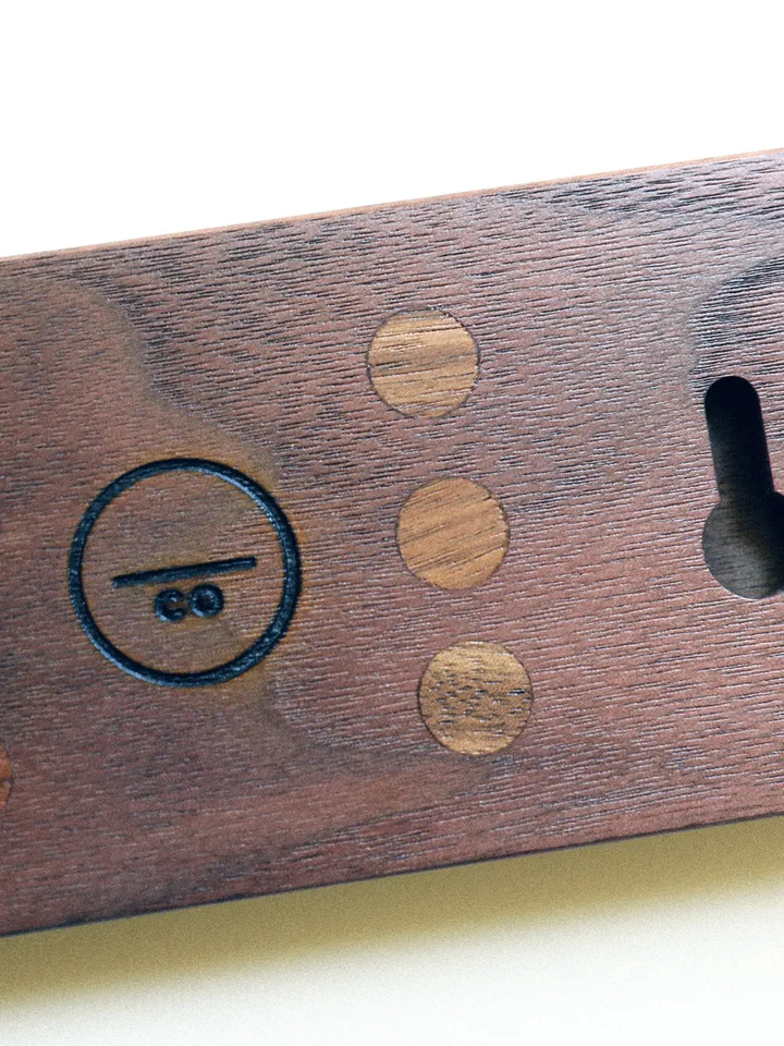 Monochromatic Polka Dot Inlay Walnut Wall Mounted Magnetic Knife Holder