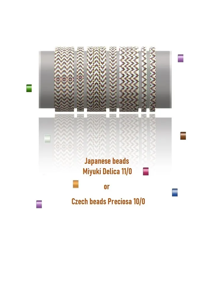 Cuff Bracelet Loom - Square Stitch Bead Patterns Bracelet Beading Patterns Bead loom pattern Miyuki Delicas - Preciosa Instant Download