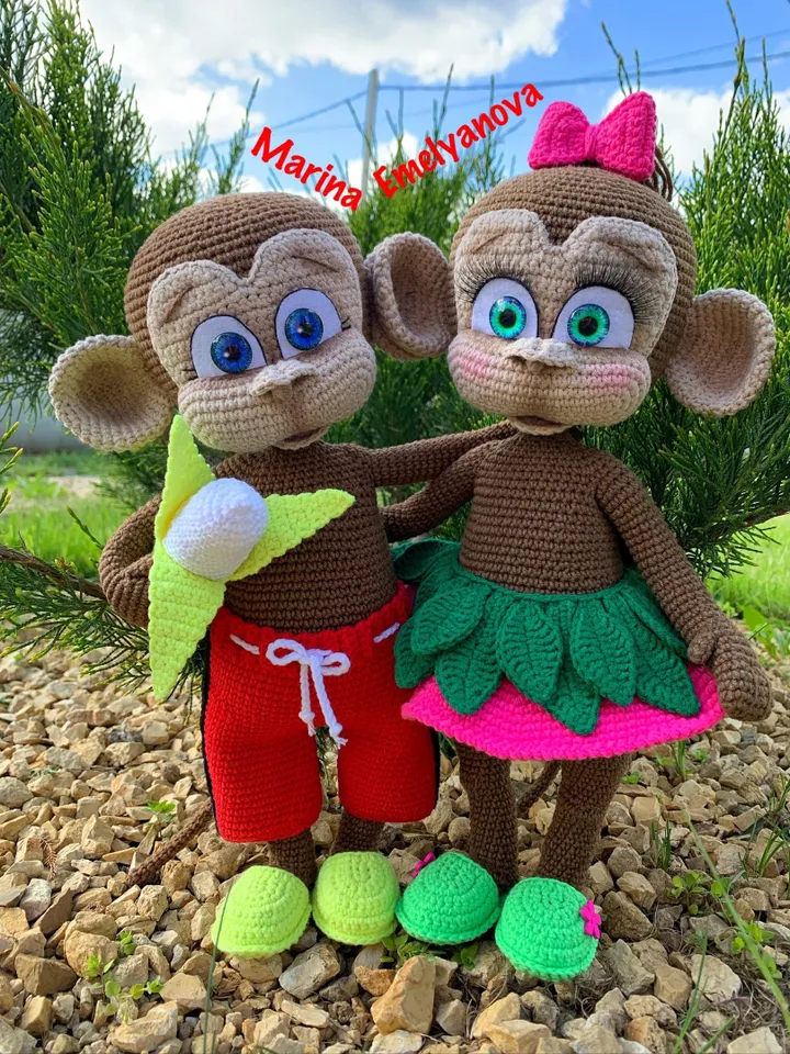 Digital Download - PDF. 2 Crochet Patterns Monkeys. DIY amigurumi toy tutorial.