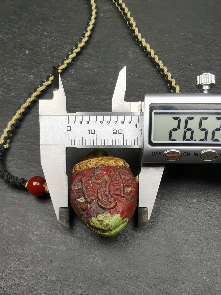 Gandhanra Old Tibetan Stupa Tsa Tsa Amulet, Double-sided Vajra and Bodhi Leaf Shape Pendant,30 Years Old