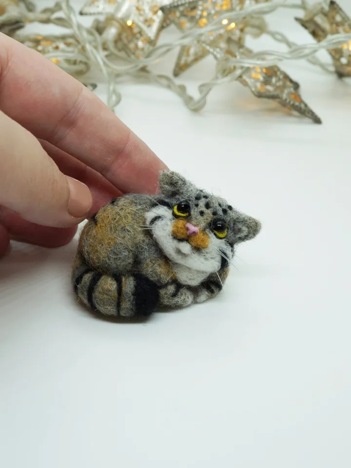 Manul, the Pallas cat, miniature needle felted animal, made to order