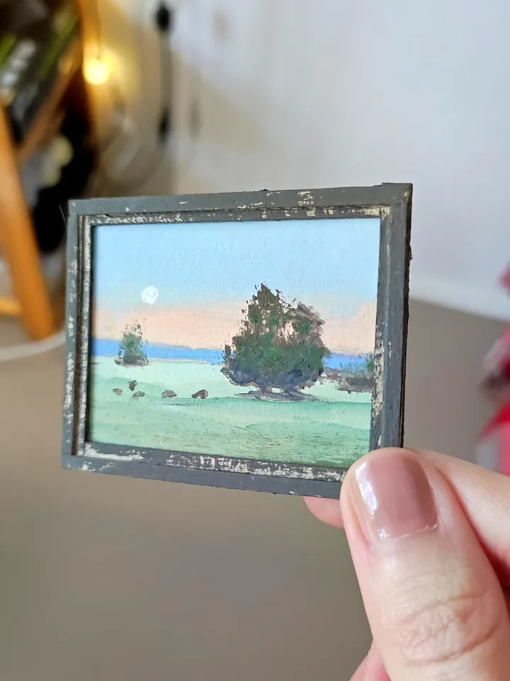 Set of Miniature Oil Paintings for Dollhouses Scale 1/6