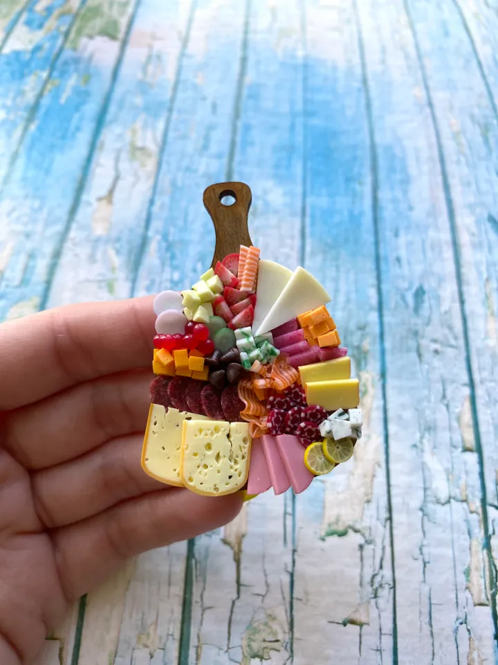 Magnet Miniature Cheese Charcuterie board with Polymer clay Souvenir