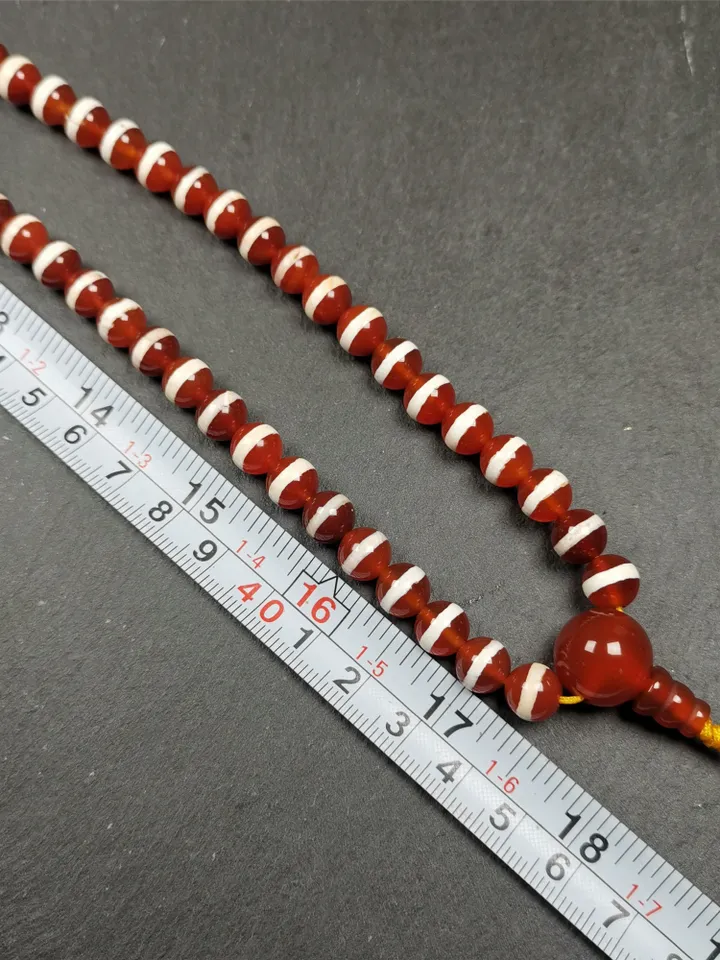 Gandhanra Tibetan Red Agate Medicine Buddha Bhaisajyaguru Beads Mala,Prayer Beads Necklace for Meditation,Diameter 0.28&quot;, Circumference 30&quot;