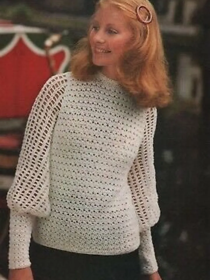 Lace crochet blouse , summer sweater, ladies crochet sweater pdf