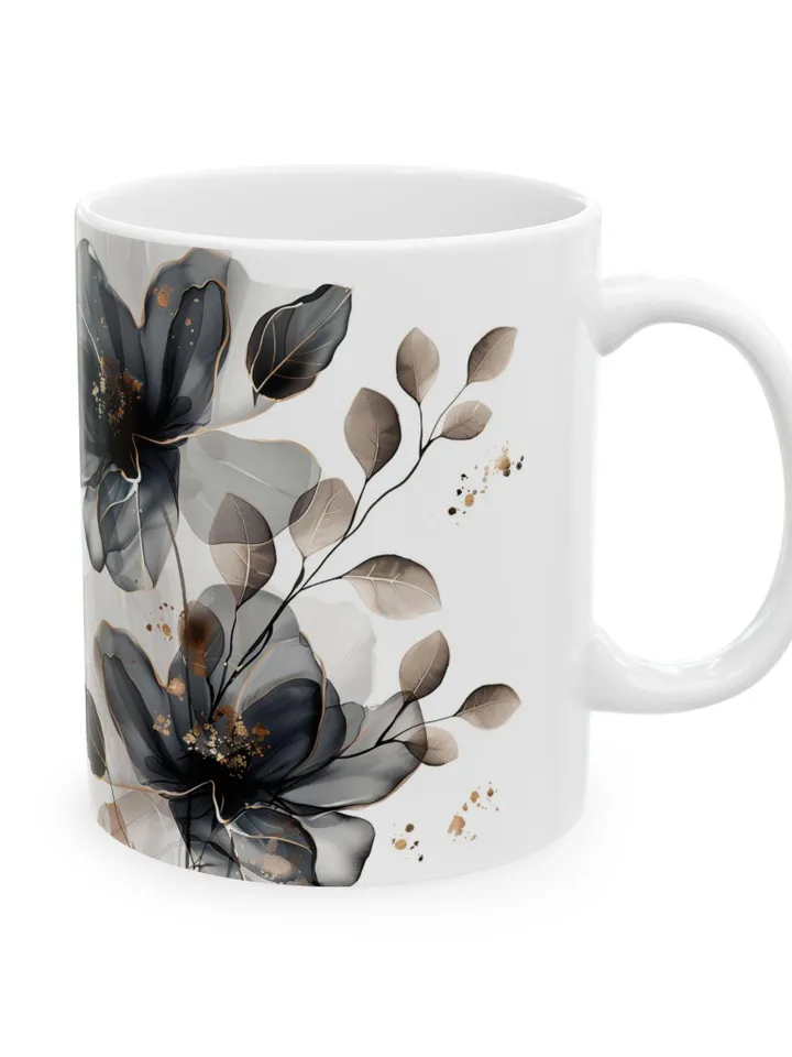 Ceramic Floral Mug, Coffee Lover Gift, Home Decor, Tea Cup, Chic Kitchen Accessory, Mother's Day Gift
