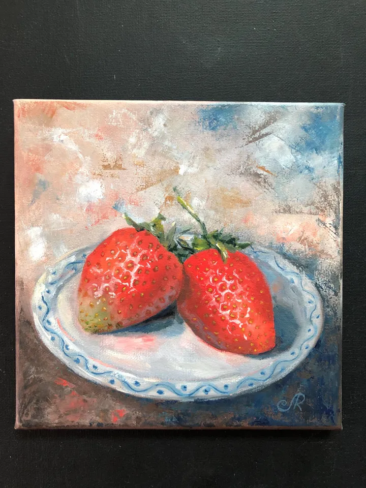 Fruits Oil Painting Strawberry Original Painting Kitchen Still life