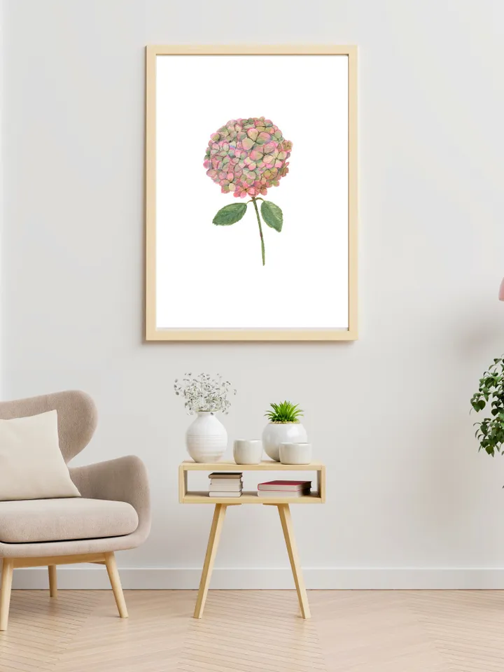 Hydrangea Flower Watercolor Poster Floral Painting Minimalist Wall Art Printable Artwork Botanical Painting Hydrangea Art Hydrangea decor