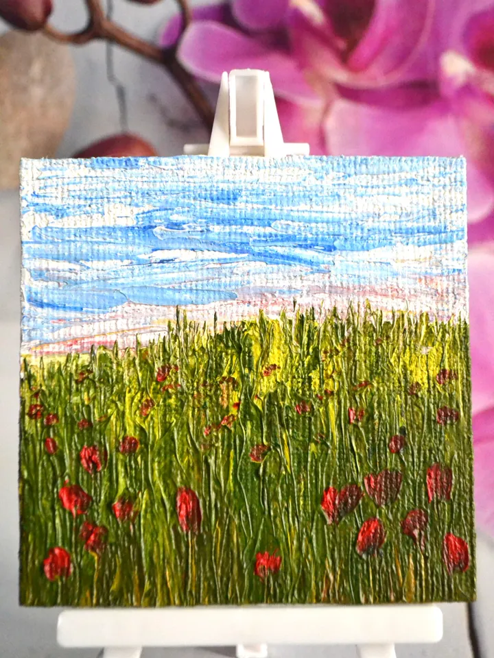 “Poppies” is a miniature oil painting
