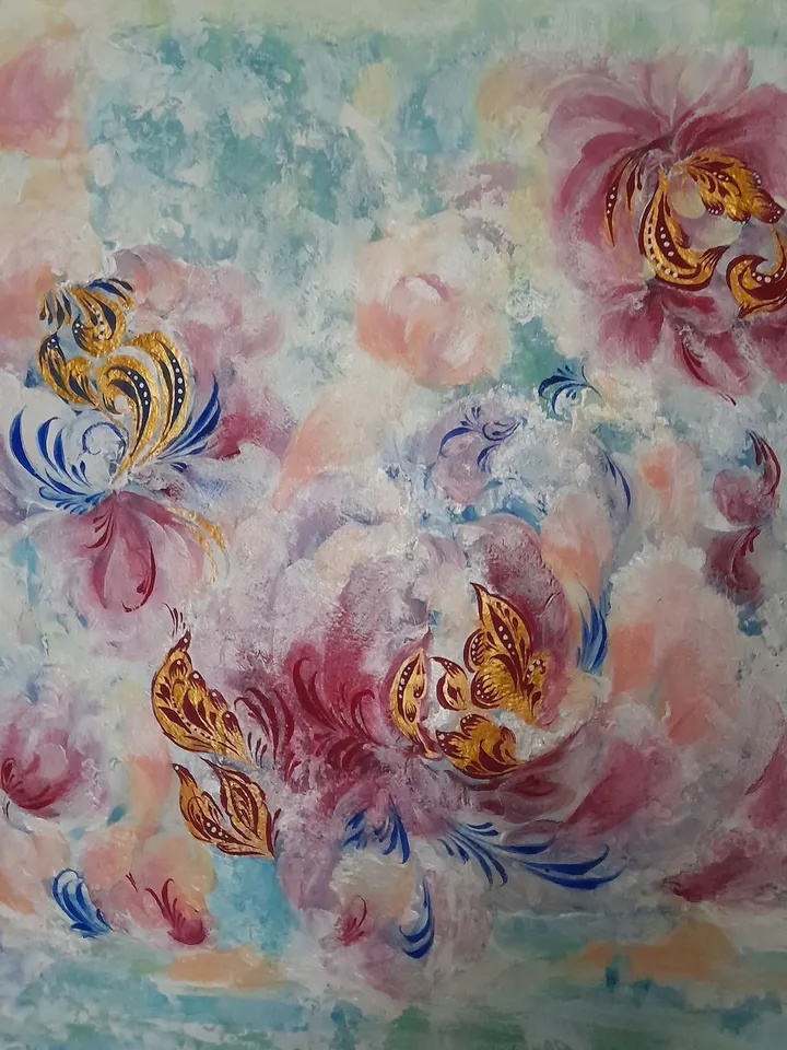 Abstract Flowers Modern Khokhloma
