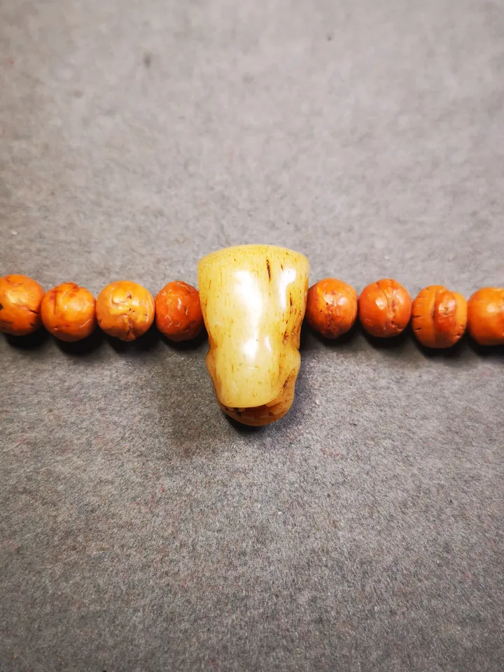 Gandhanra Tibetan Yak Bone Carved Dragon Shape Guru Bead,T-drilled 3-Hole Prayer Bead,Mala Bead,Connector Bead for Buddhist Bead Accessories