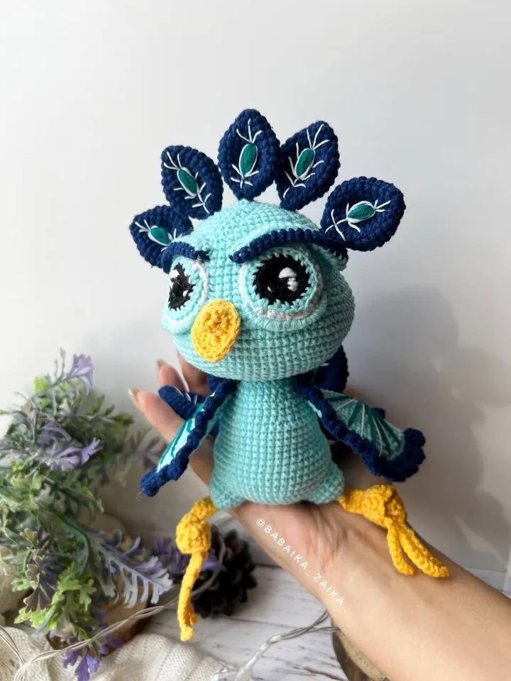 PDF Crochet Peacock Pattern, Amigurumi Bird, Crochet Bird Pattern, Amigurumi Peacock, Amigurumi animal, Bird Doll Pattern, Bird amigurumi