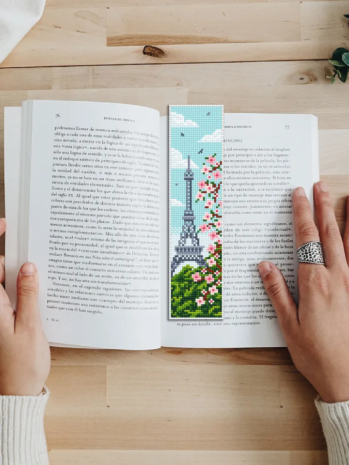 French bookmark cross stitch pattern PDF download Spring nature cross stitch chart, Bookmark pattern digital PDF, Paris Eiffel Tower #B21