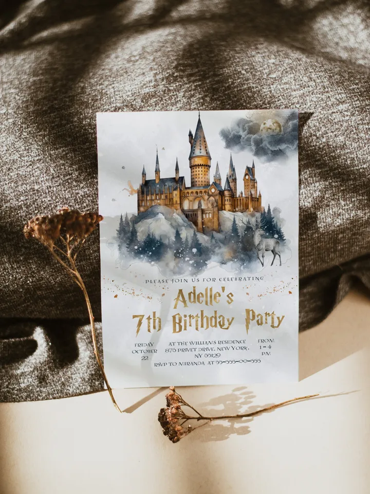 The Chosen One Invitation; Wizard Birthday Party; Magic School 1st Birthday Invitation Template; Editable Wizarding World Invitation;