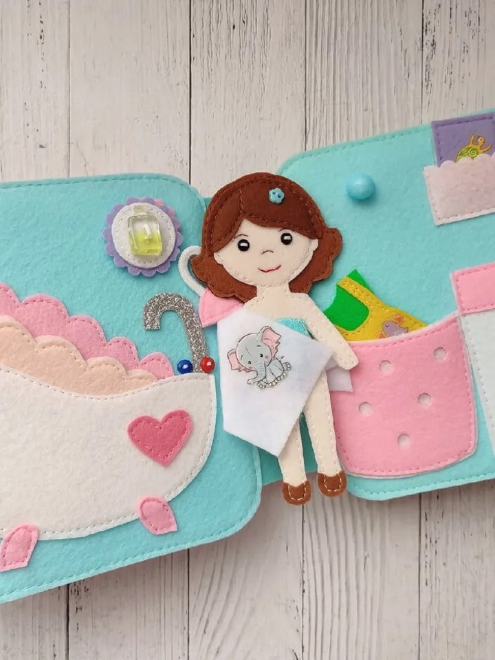 Quiet book Dollhouse pattern, Felt book pattern pdf, Felt doll Pattern with clothes set, Dress up Doll, Busy book pattern for girl