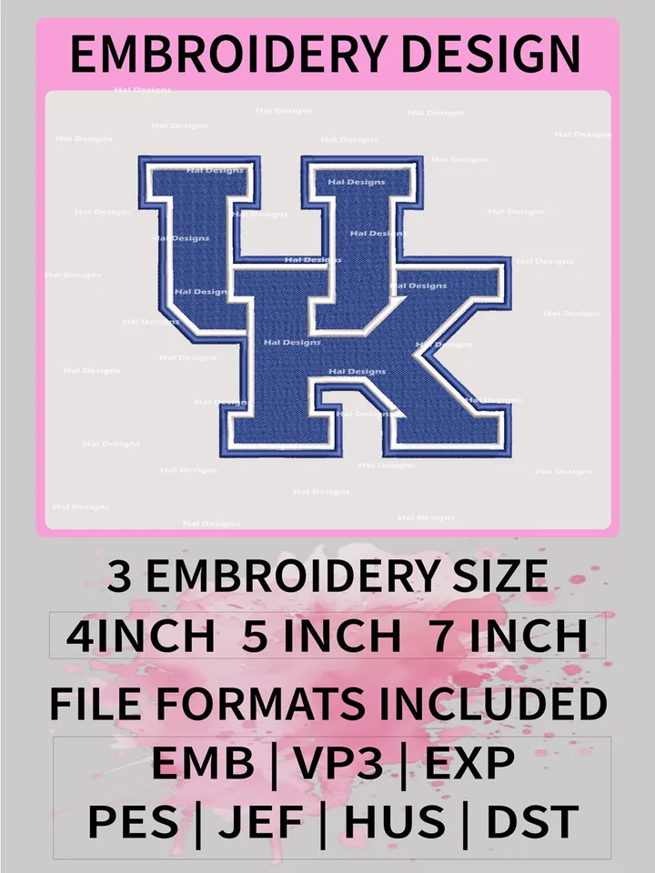 NCAA Kentucky Wildcats Embroidery File, 3 Sizes, 6 Formats, NCAA Machine Embroidery Design, NCAA Logo, NCAA Teams