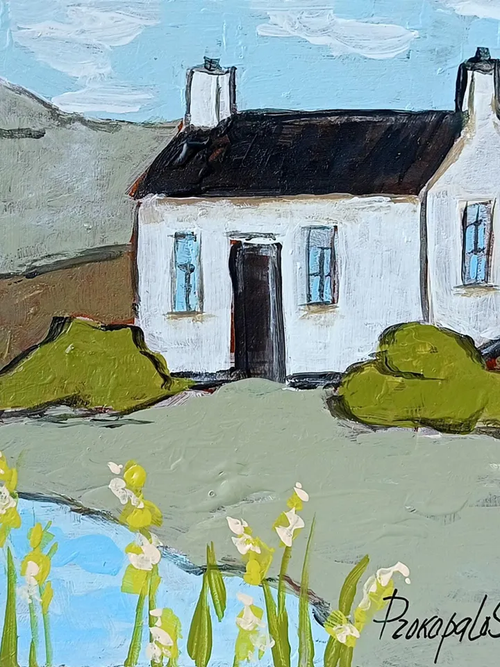 Scotland Art Original Small Oil Painting House Portrait Scottish Art Highland Painting Landscape Painting Scotland Gifts Original Art