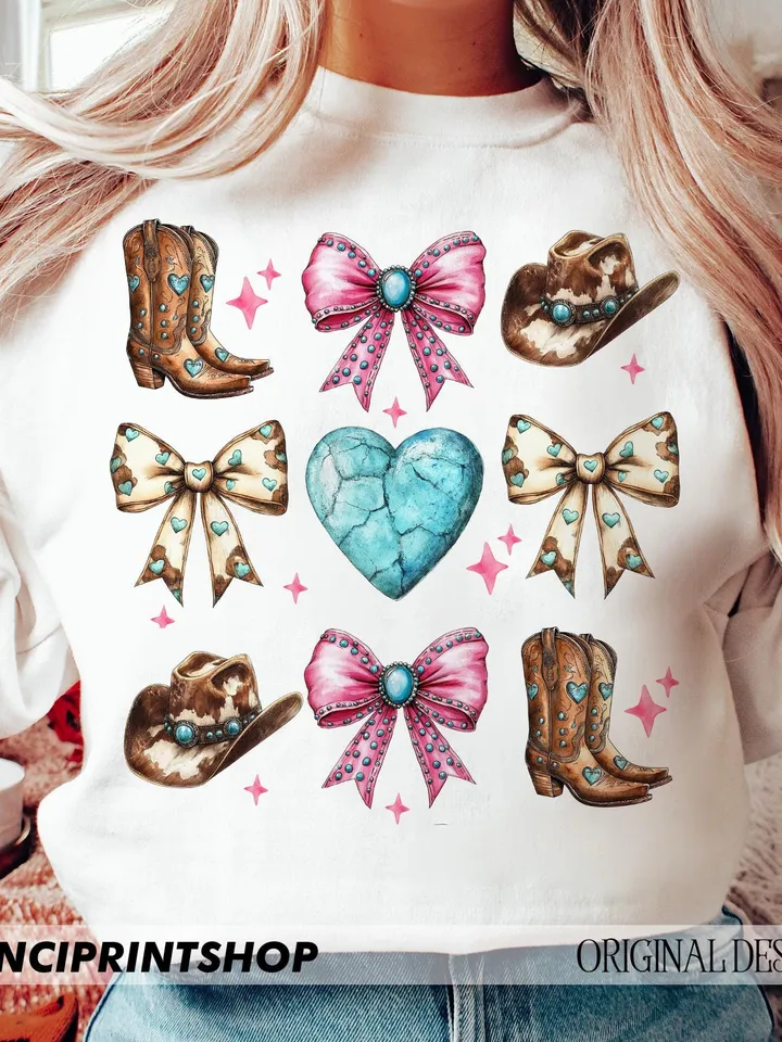 Western Valentines Coquette Bow png, Howdy Valentine png, Cowgirl Valentines, Turquoise Cowhide, Western Png, Love png, Valentines png, love