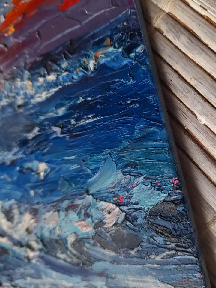 Oil painting Sunset on the sea 24x30 cm (9,5х11,8 inches)