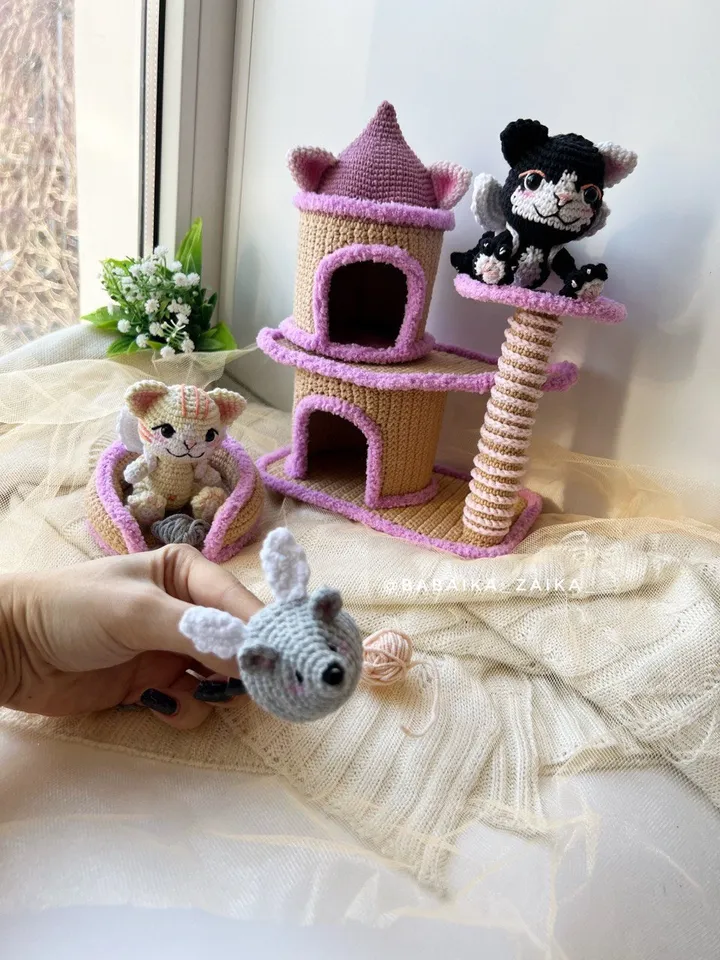 PDF Crochet Pattern Сat Paradise Amigurumi cat pattern, Crochet Mouse, Cute cat, Amigurumi animal, Crochet animal, Amigurumi House Pattern
