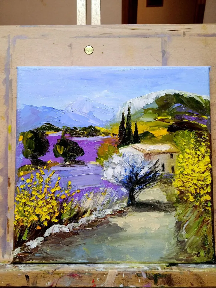 Provence in bloom painting Original Art Impasto Oil Painting Canvas Painting