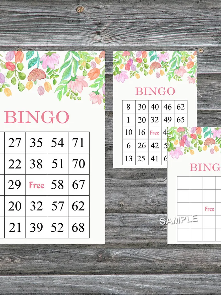 Watercolor Flowers bingo game card,Floral bingo game card,Floral Printable Bingo,Flower themed bingo,INSTANT DOWNLOAD121