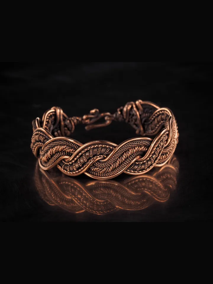Woven copper wire bracelet Antique style handcrafted copper jewelry Unique gift