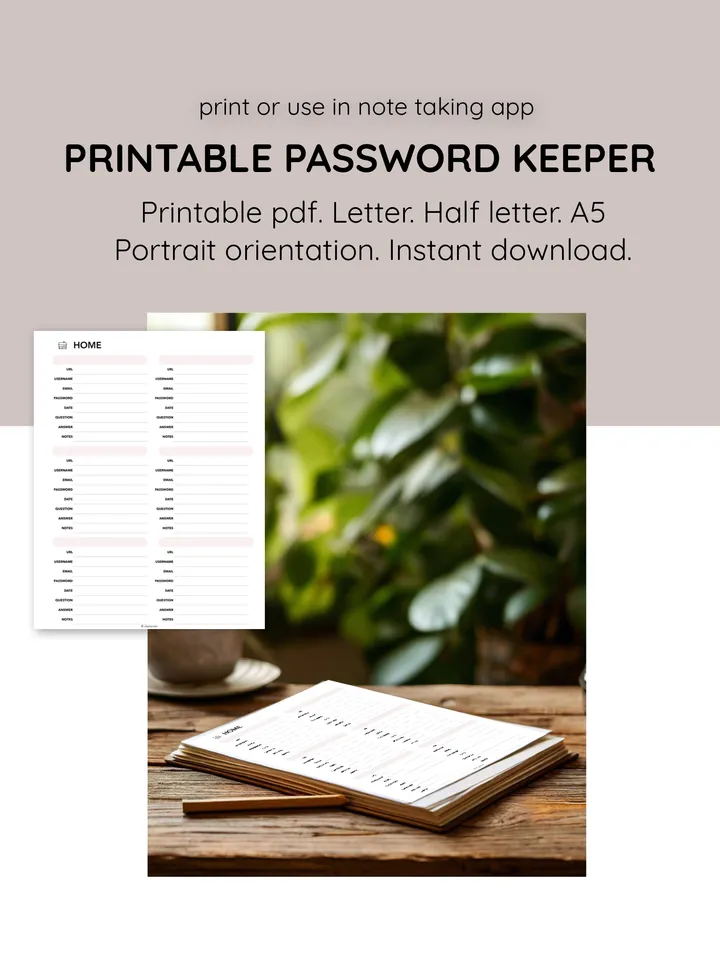 Printable password planner. Ultimate Password Organizer. Thematic password scheduler.Password keeper.