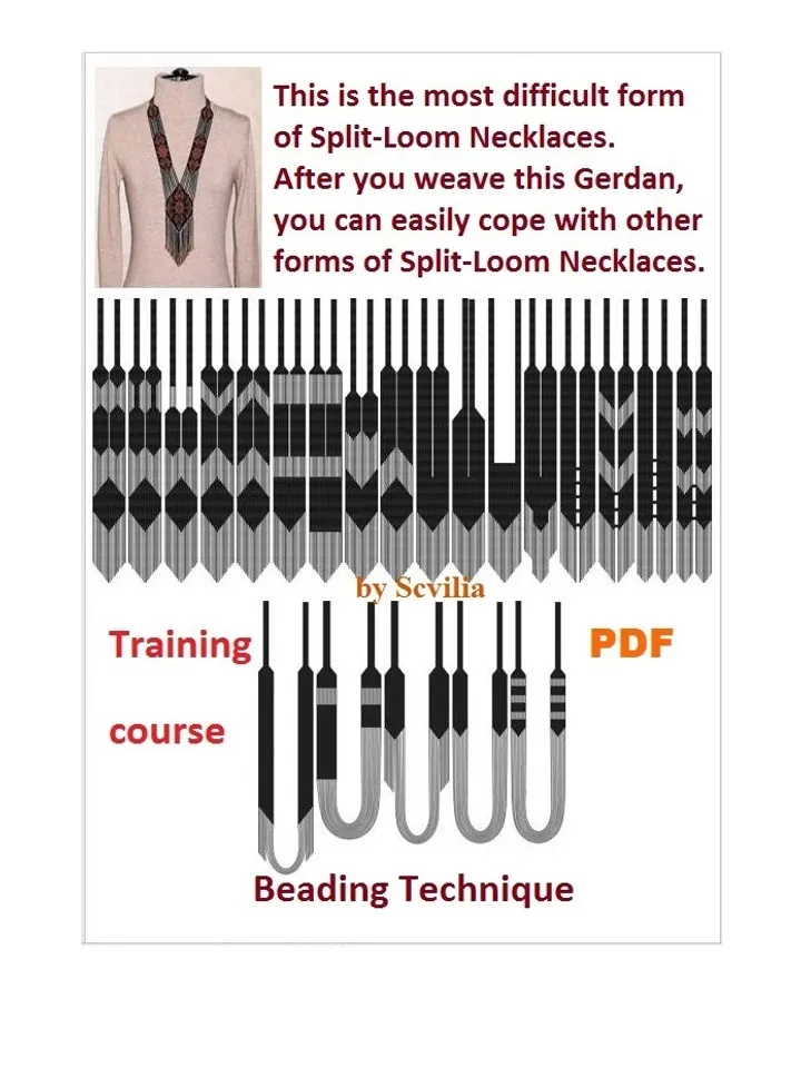 TUTORIAL Gerdan Split Loom Necklace Beaded Sautoirs Loomwork How to make weave gerdan Beading Technique Weaving PDF Instant Download