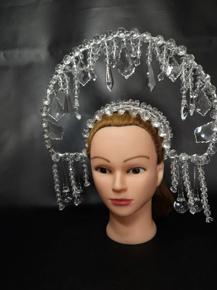 tiara, halo crown, crystal crown, moon child, gothic headdress, burning man, crystal halo crown, silver crown, wedding crown, bridal crown