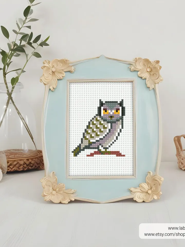 Bundle mini Birds 7 Cross stitch patterns, contemporary, Abstract, 3 inches, beginner, modern chart, gift DIY, embroidery, instant PDF