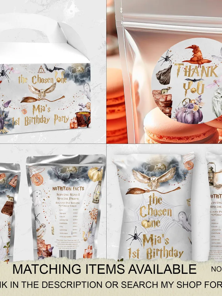 The Chosen One Birthday Party; Photo Banner Wizard Birthday Party; Magic School 1st Birthday; Editable Wizarding World PhotoProp Banner; a1