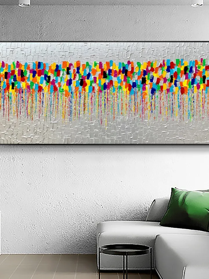 Original Oil Painting On Canvas, Abstract Colorful Textured Palette Art, Large Wall Art, Living room Wall Art, Home Decor, Boho Wall Decor