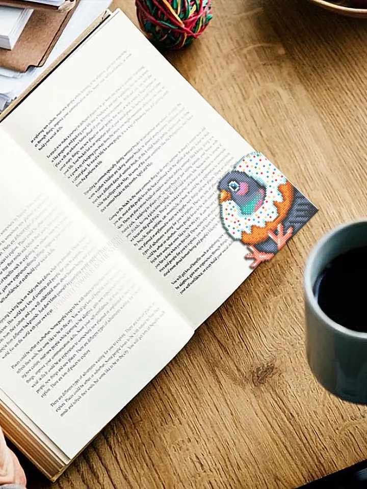 Pigeon Corner bookmark cross stitch pattern PDF download Funny pigeon with donut cross stitch chart, Bird bookmark digital pattern #B398