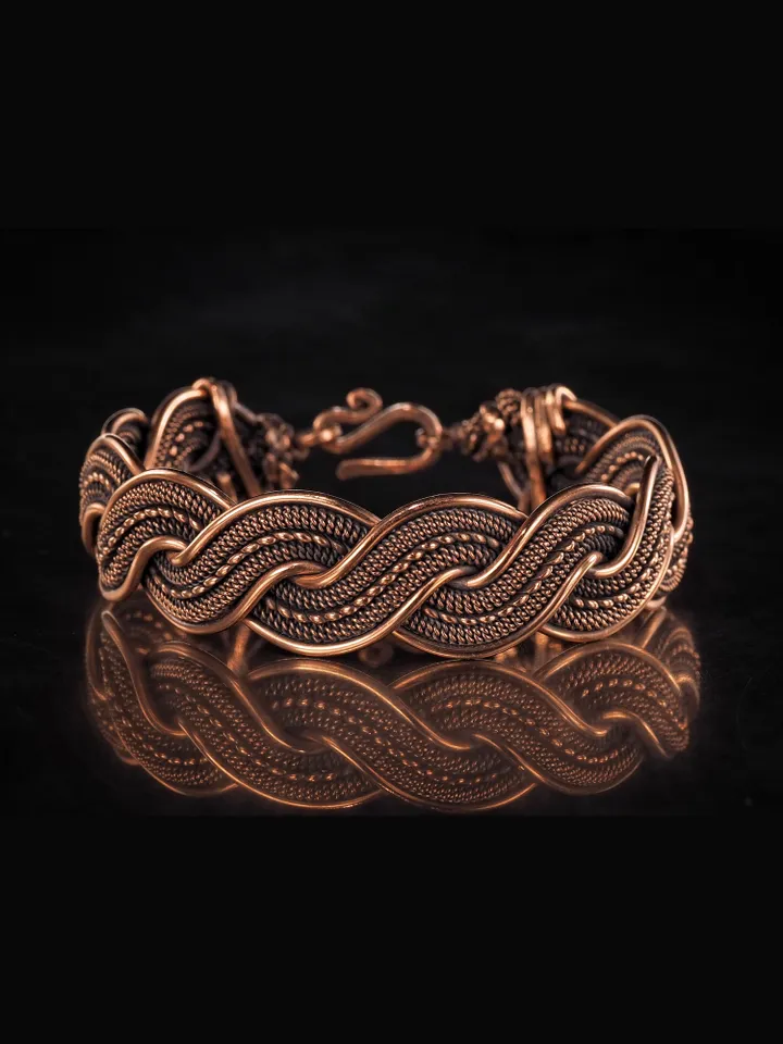 Copper wire wrapped bracelet for woman 7th Anniversary gift Small size bracelet