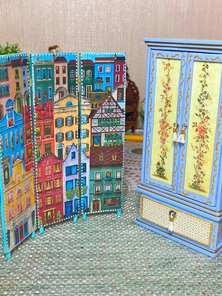 Screen for a dollhouse. 1:12. doll furniture, doll miniature, doll accessories.