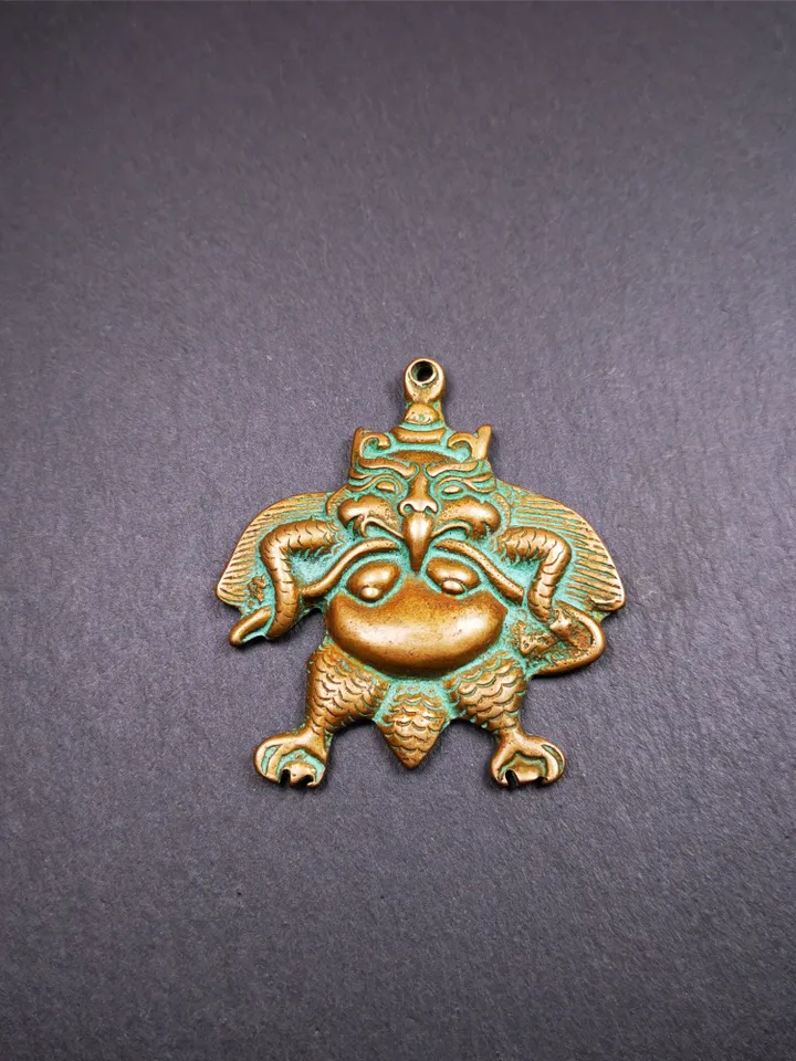 Gandhanra Antique Tibetan Buddhist Amulet,Garuda,Garula,Suparna,Golden-winged Bird Pendant,Made of Copper,2.28"