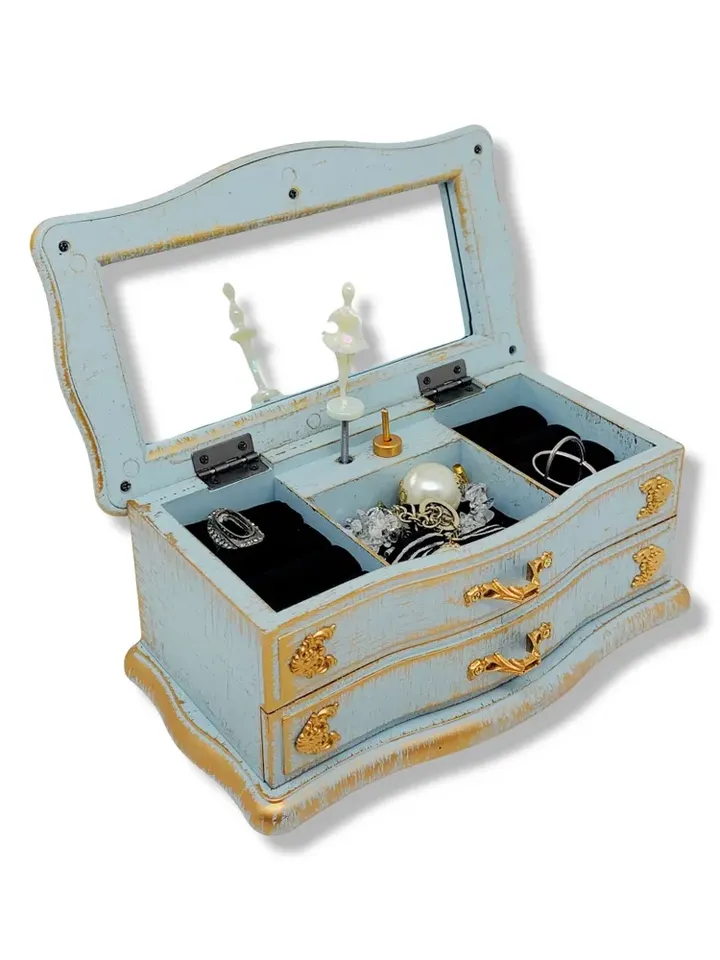 Musical jewelry box, Chest of drawers with ballerina