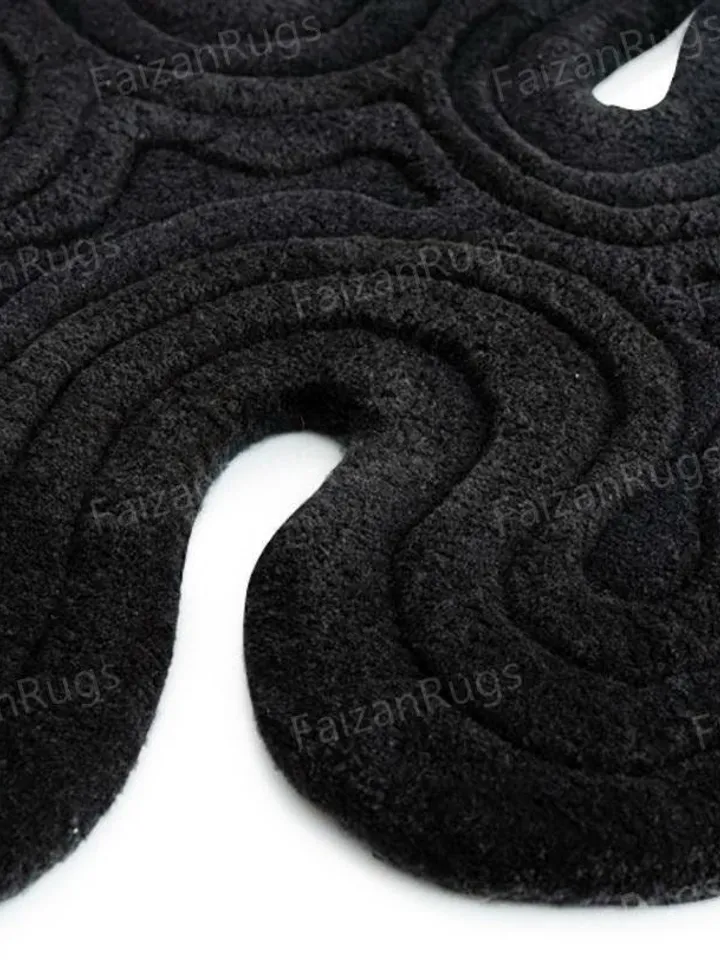Black Dune | Handmade Wool Rug | Hand Tufted Rug 100% Wool For Living Room, Bed Room, Kids Room In Any Size 10x14,10x12,9x12,8x10,6x9,5x8,