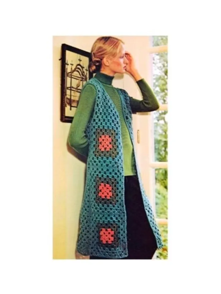 Waistcoat crochet pattern, vest crochet pattern, easy waistcoat, granny squares waistcoat, vest crochet pdf