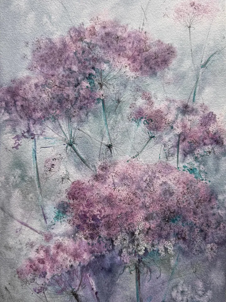 Flowers Original Painting Wildflowers Watercolor Wall Art Meadow Painting