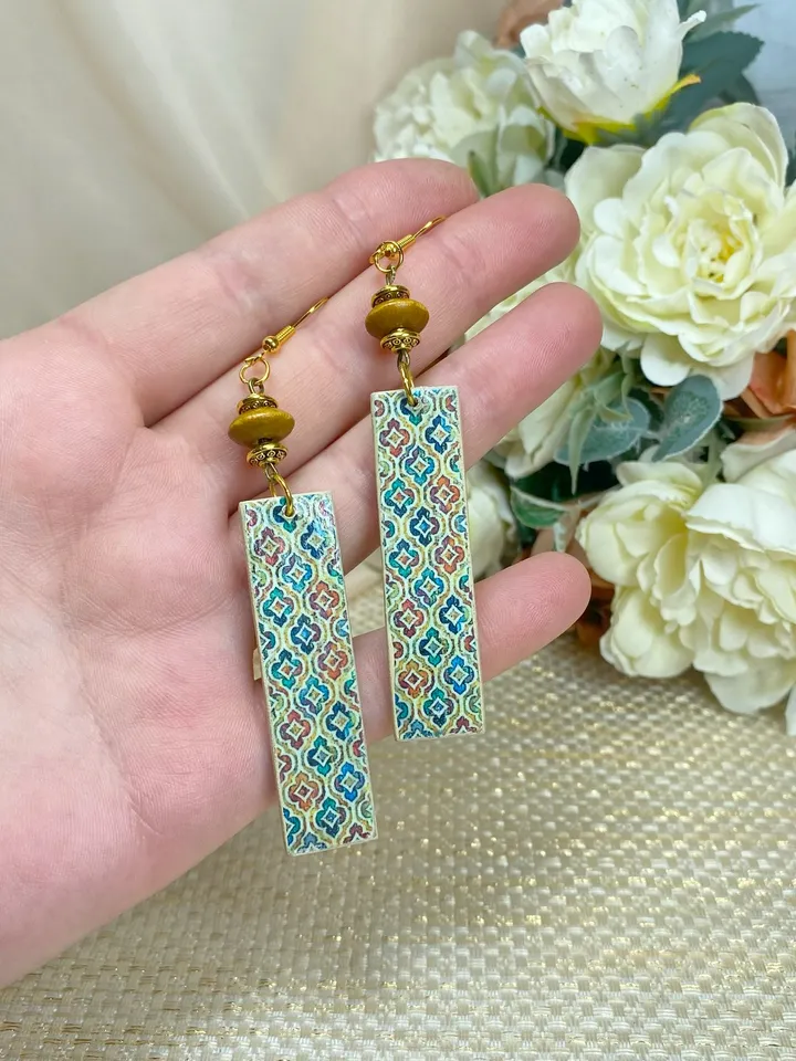Handmade earrings. Individual design. Wooden earrings.